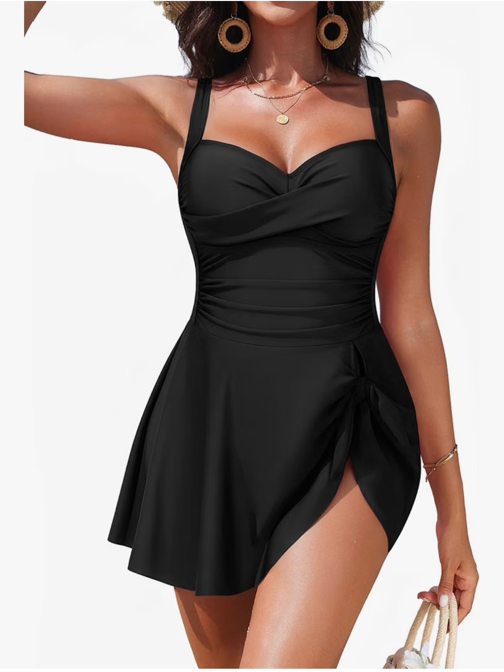 NWT Blooming Jelly Black One Piece Swim Dress Tummy Control size XXL